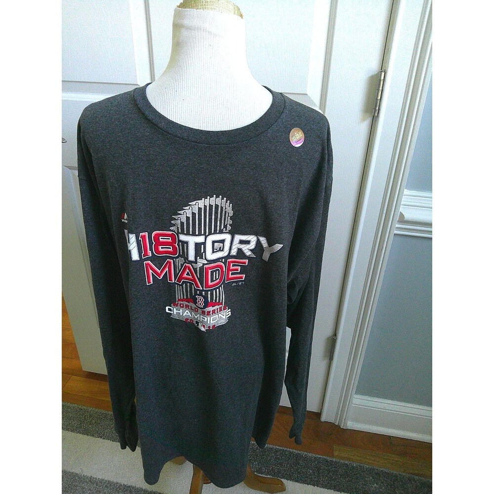 NWT Majestic Boston Red Sox MLB Gray Long Sleeve H18tory Made Tee 2X